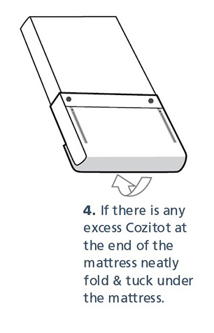 If there is any excess Cozitot at the end of the mattress, neatly fold and tuck under the mattress.